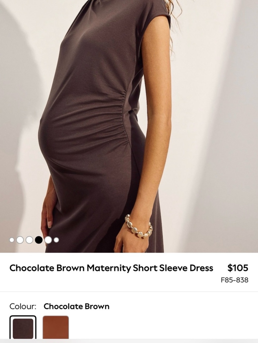 next Maternity Scoop Neck Dress in Chocolate Brown - Picture 5 of 8